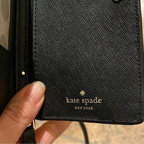 KATE SPADE Black Wallet Personalized ‘K’ Crossbody 3 1/4” x 6 1/4” - Picture 9 of 9